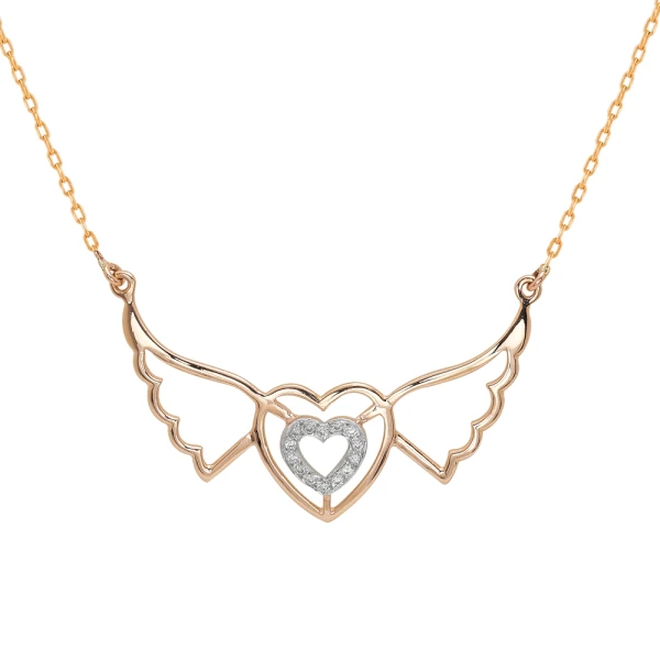 Diamant Geflügelte Herz Kette
