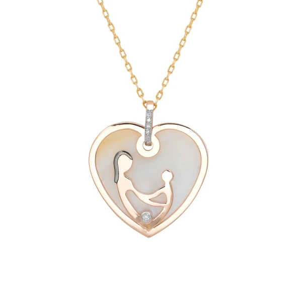 Diamant Perlmutt Mutter-Kind Kette