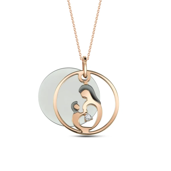 Diamant Perlmutt Mutter-Kind Kette