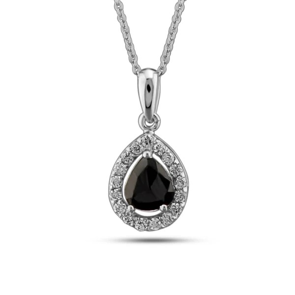 Schwarzer Diamant Tropfen Anhänger