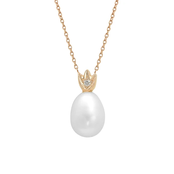 Diamant Perlenkrone Kette Gold