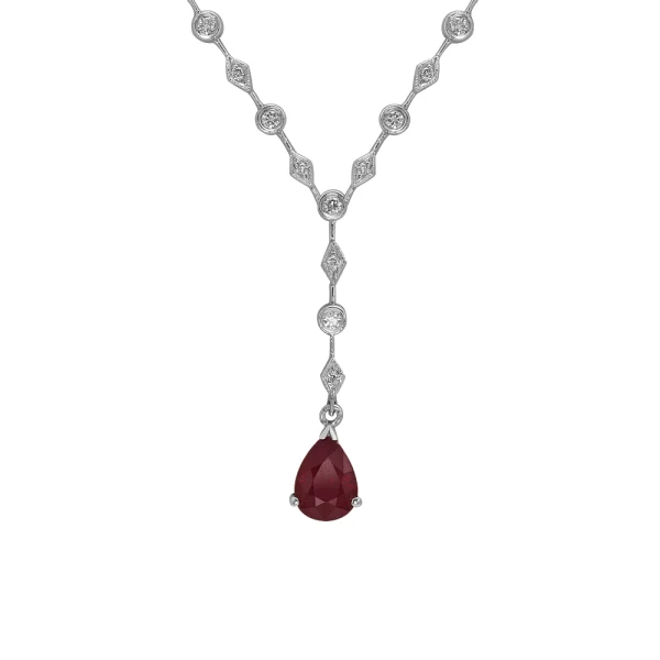 Diamant Rubin Tropfenkette