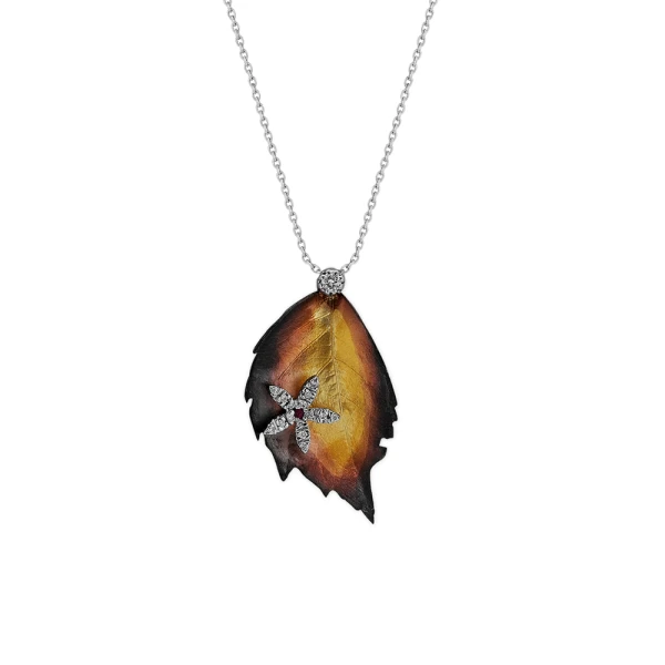 Diamant Rubin Blätterkette