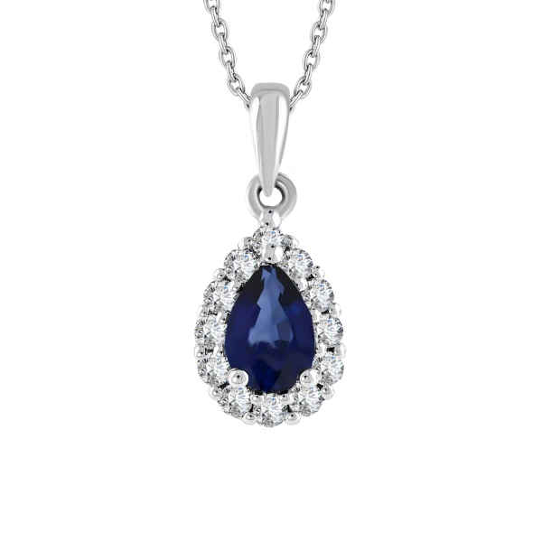 0,62 Karat Tropfen-Saphir-Kette 0,62 Karat Tropfen-Saphir-Kette