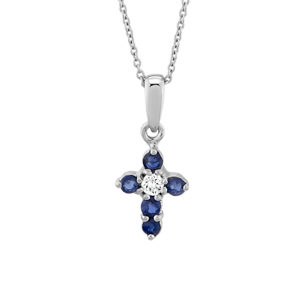 Diamant Saphir Kreuz Halskette