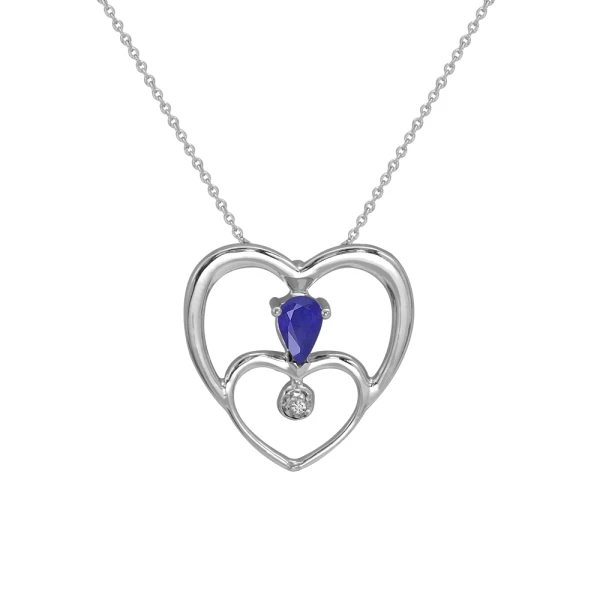 Diamant Saphir Herz Kette
