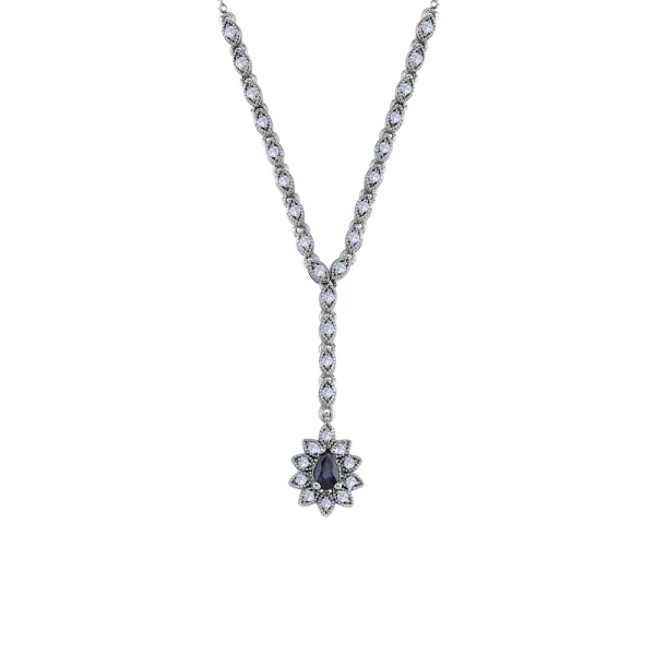 Diamant Saphir Tropfen Kette