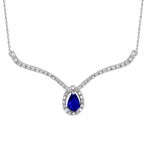 Diamant Tropfen Saphir Kette