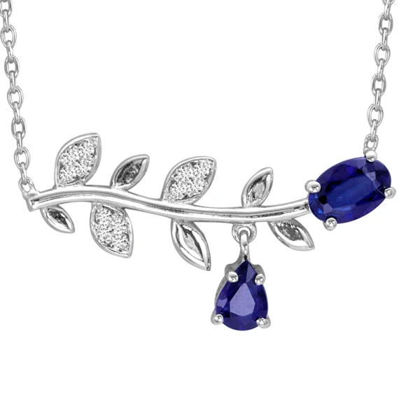 Blattmodell mit Saphirstein Kette