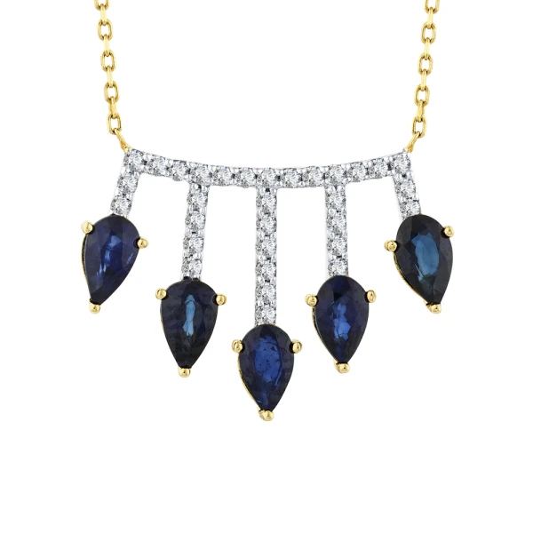 Tropfenschliff Saphir-Diamantkette