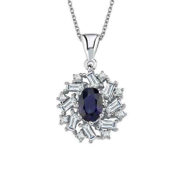 Diamant Saphir Halskette