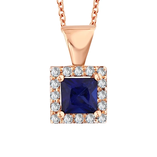 Saphir Prinzess-Schliff Gold Halskette