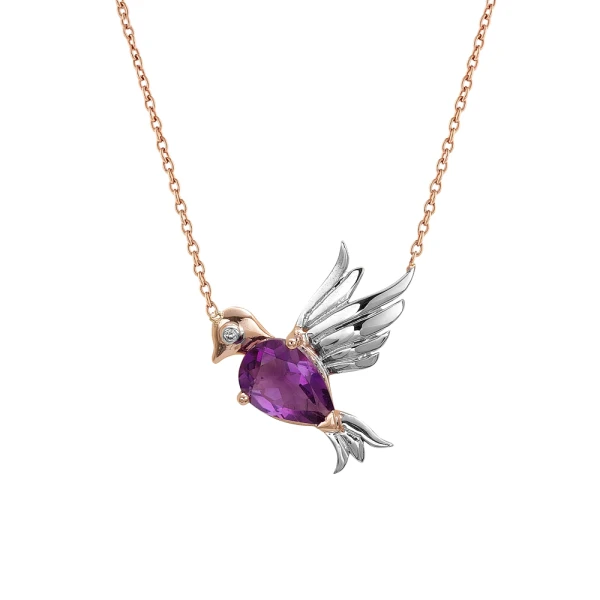 Diamant Amethyst Vogel Goldkette