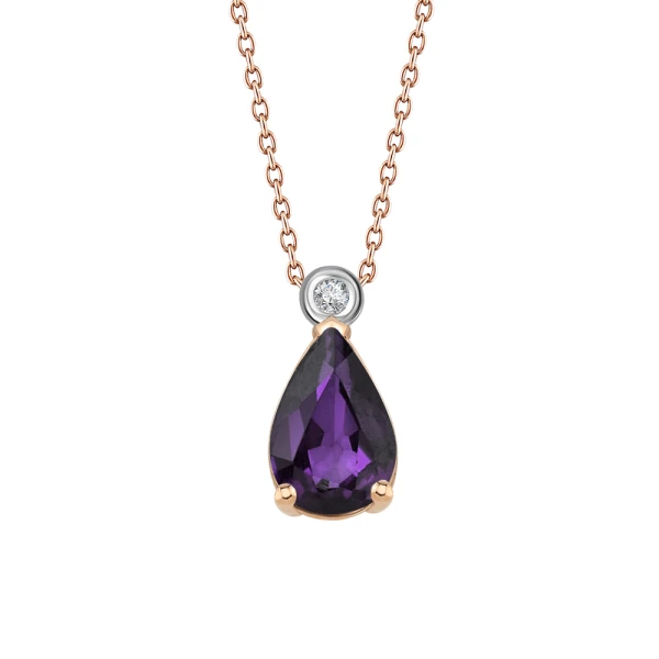 Diamant Tropfen Amethyst Kette