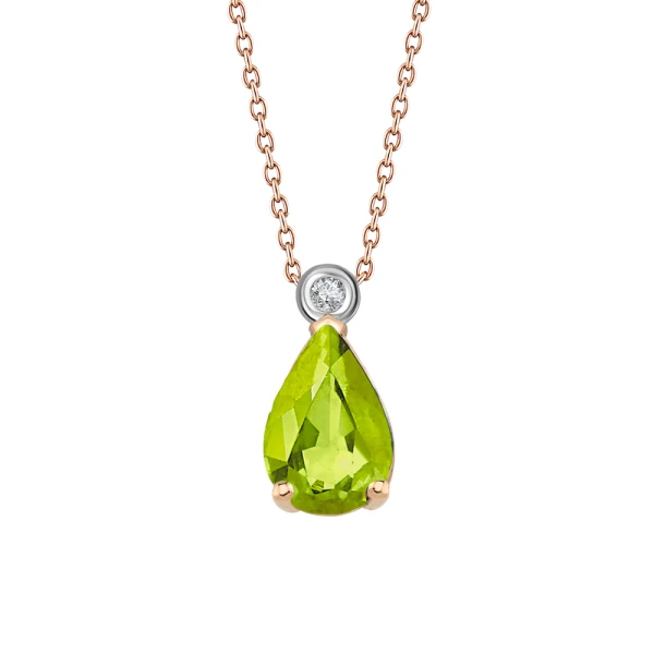 Diamant Tropfen Peridot Kette
