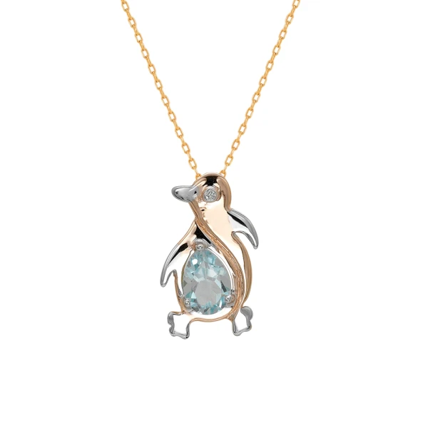 Diamant Gold Pinguin Kette