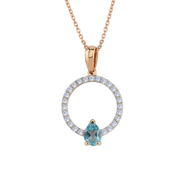 Diamant Blauer Topas Halskette