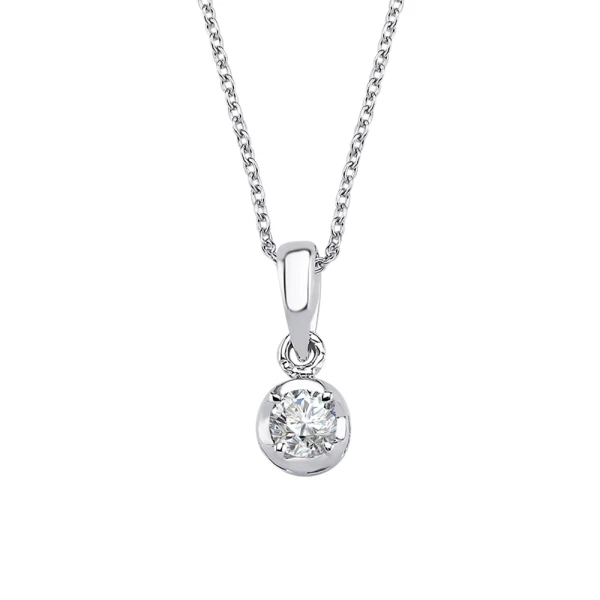 0,10 Karat Diamant Solitärring Halskette 0,10 Karat Diamant Solitärring Halskette