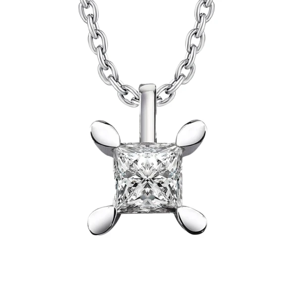 0,20 Karat Diamant Prinzessschliff Solitärring Kette