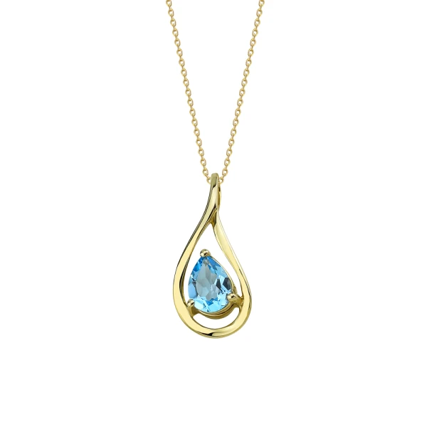 Tropfen Blauer Topas Goldkette