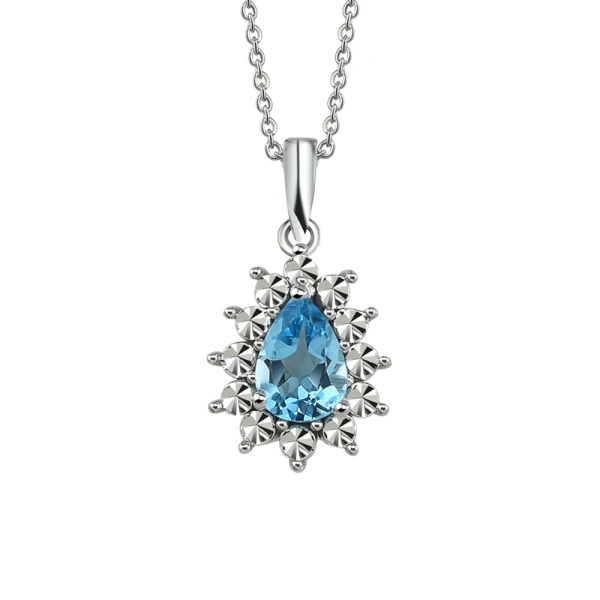 Goldkette mit Tropfenförmigem Blauem Topas