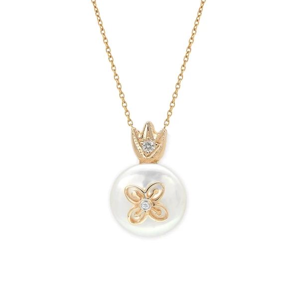 Diamant Perle Lebenssymbol Kette Adinkra