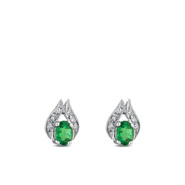 Diamant Tulpen Smaragd Ohrring