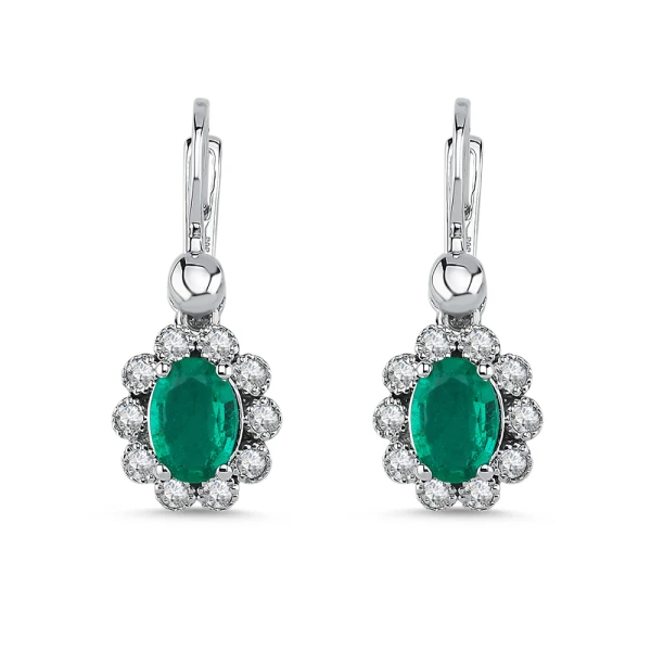Ovalschliff Smaragd-Diamant-Ohrringe
