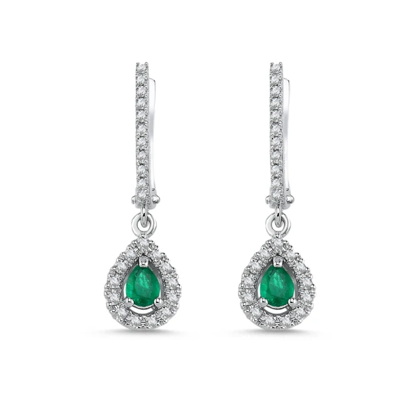 Diamant Tropfen Smaragd Ohrringe Diamant Tropfen Smaragd Ohrringe