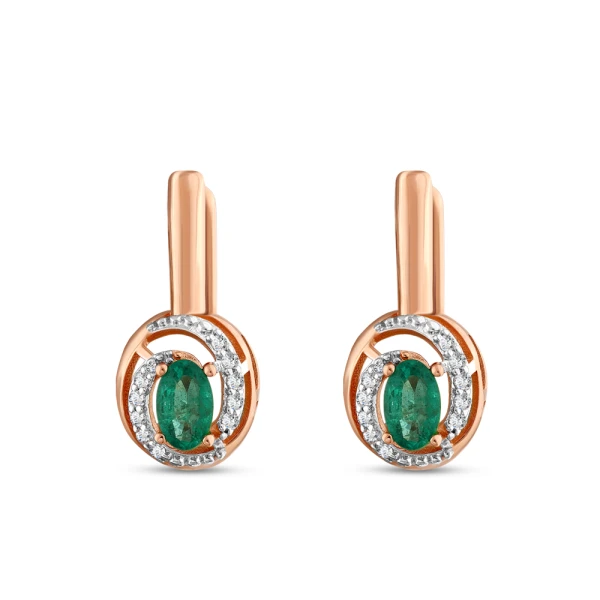 Diamant Ovaler Smaragd Ohrringe