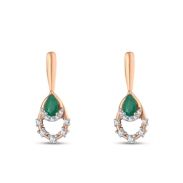Diamant Tropfen Smaragd Ohrringe