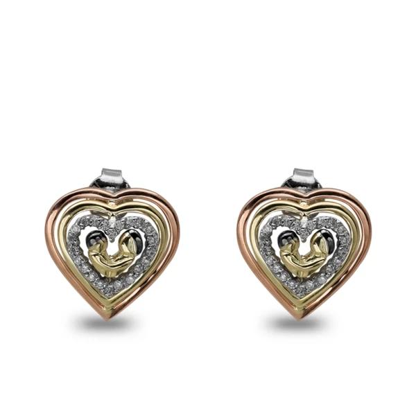 Diamant Mutter-Kind Herz Ohrring