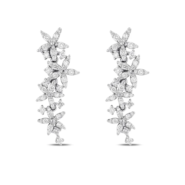 Blumen-Design Diamantohrringe