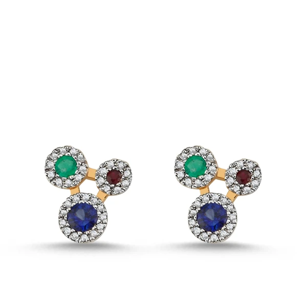 Diamant Bunte Steine Ohrringe