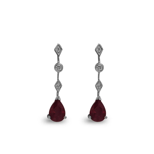 Diamant Rubin Tropfen Ohrring