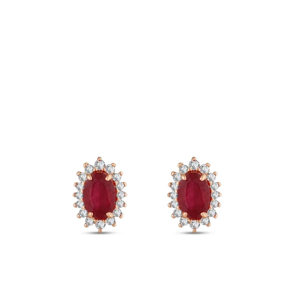 Ovaler Rubin Diamant Ohrringe