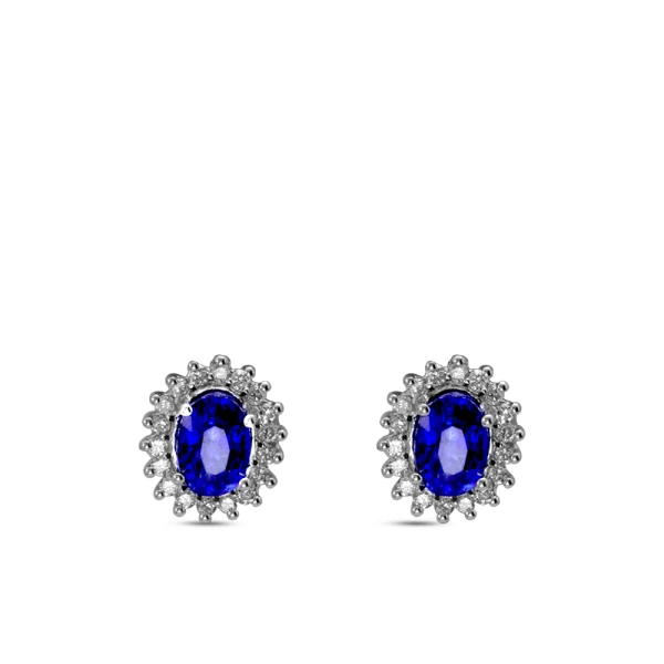Diamant Oval Saphir Ohrringe
