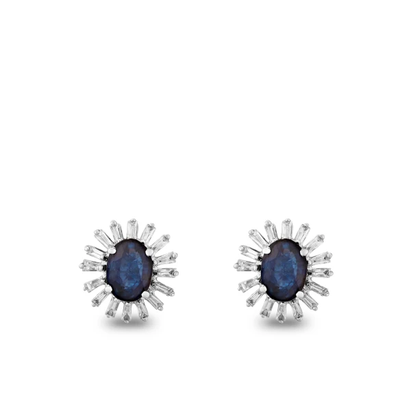 Ovaler Schliff Safirstein Diamant Ohrring