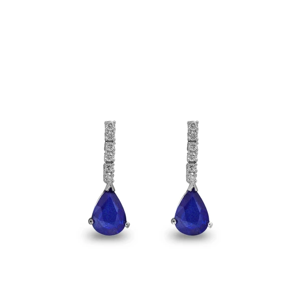 Diamant Tropfen Saphir Ohrring