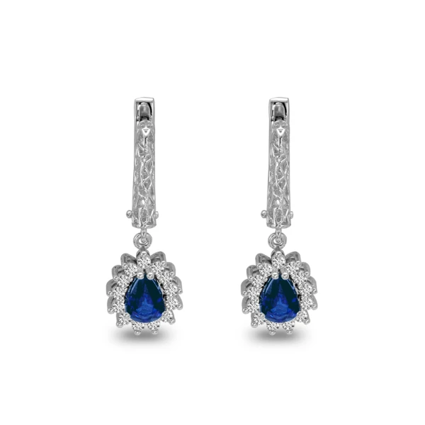 Diamant Tropfen Saphir Ohrring