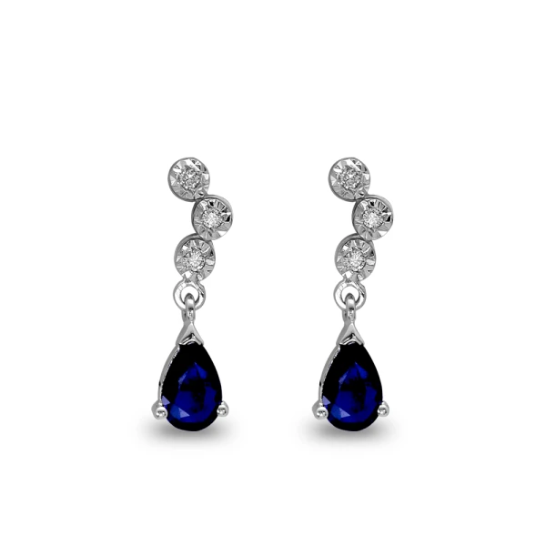 Diamant Tropfen Saphir Miracle Ohrringe