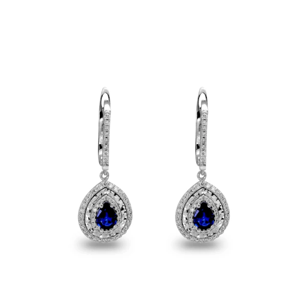 1,53 Karat Tropfen Saphir-Diamant-Ohrringe