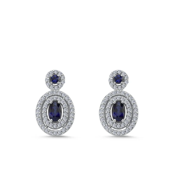 1,03 Karat Oval Saphir-Diamant-Ohrringe