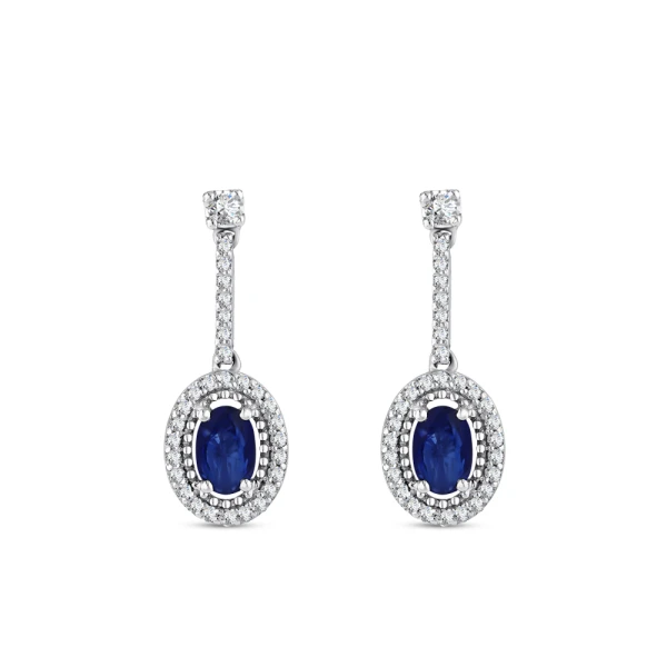 1,05 Karat Ovaler Saphir Diamant Ohrringe