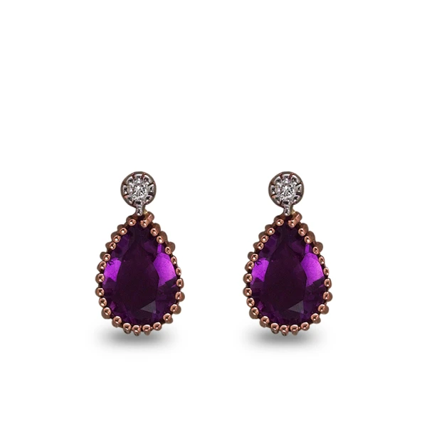 Diamant Tropfen Amethyst Ohrring