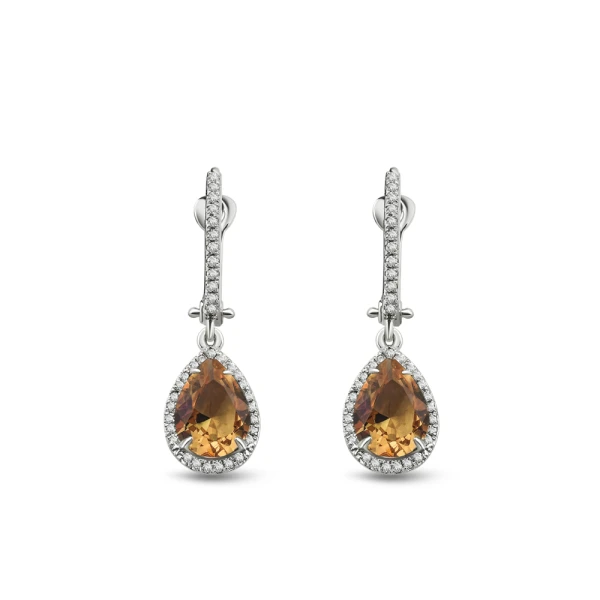 Zultanit (Diaspor) Tropfenschliff Diamant Ohrring