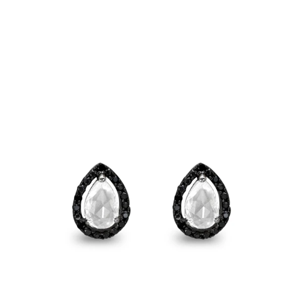 Schwarzer Diamant Quarz Tropfen Ohrring