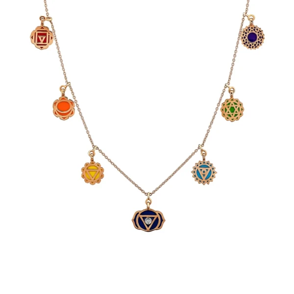 7 Chakra Farbige Emaille Goldkette