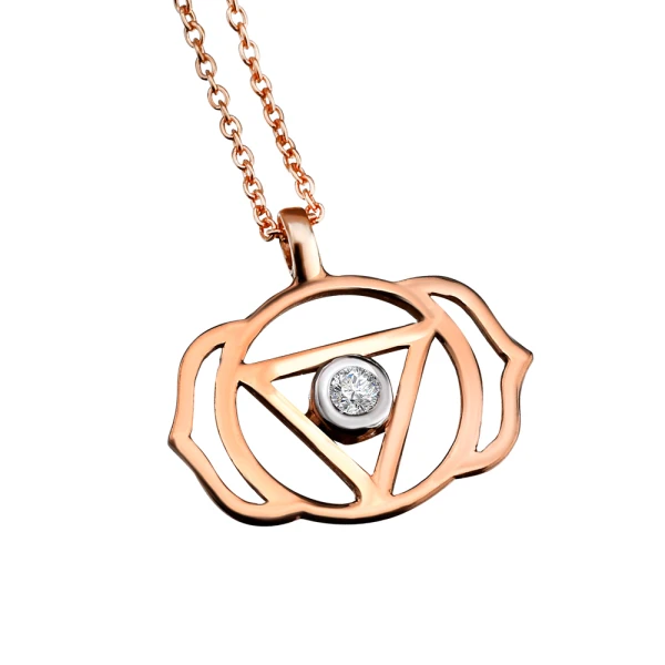 Diamant Goldkette mit Stirnchakra (Ajna)