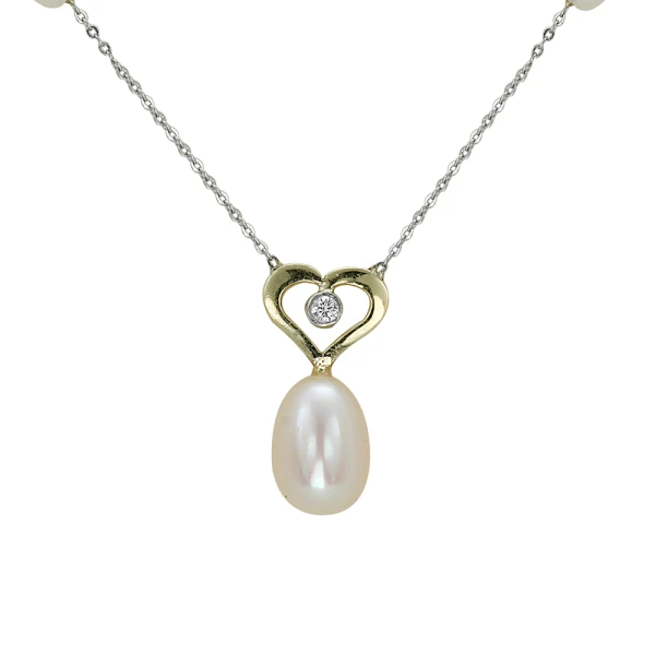 Diamant mit Perle Kette